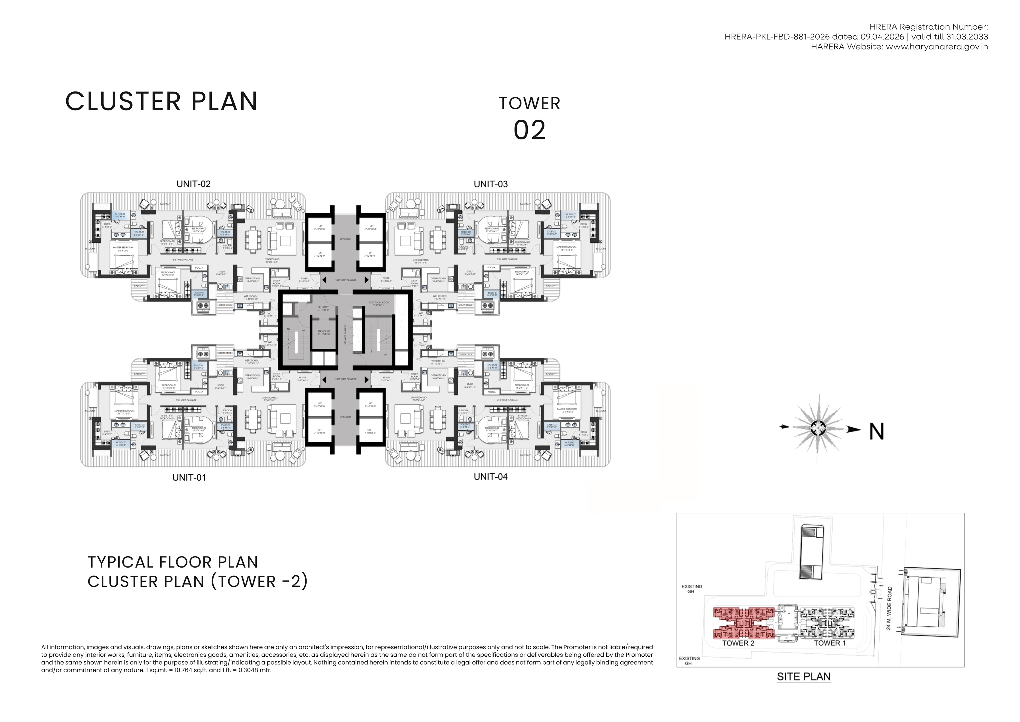 BPTP Skynest Tower 2 typical floor plan, Sector 80 Faridabad