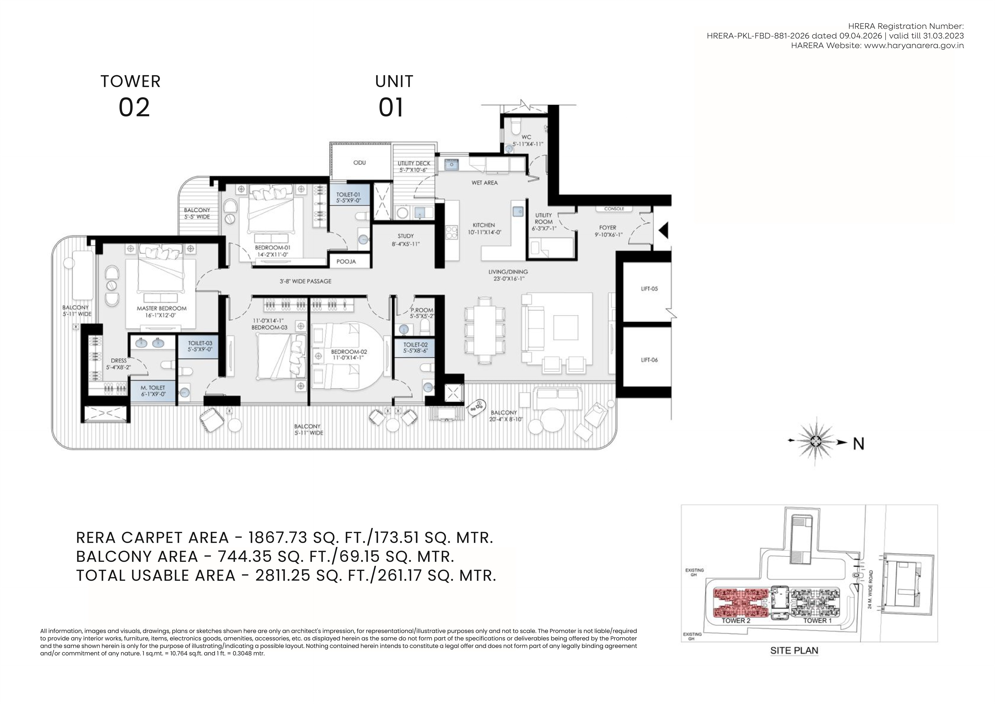 Skynest Tower 2 unit 1, 4 bedroom layout