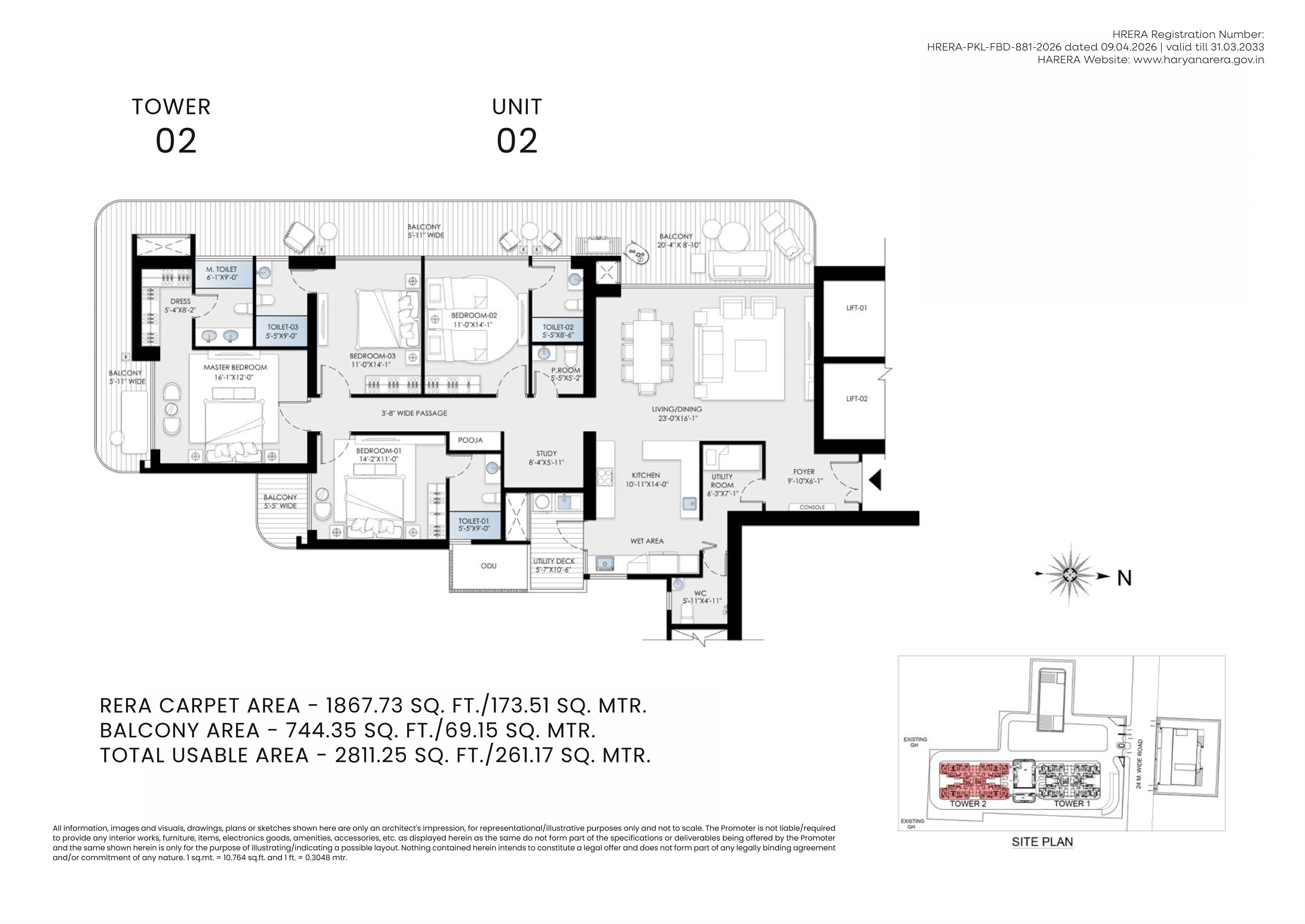 Skynest Tower 2 unit 2, 4 bedroom layout